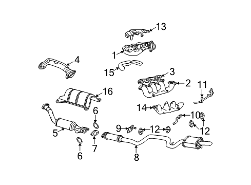 2003 Buick Regal Exhaust Manifold Muffler & Pipe Diagram for 15144847