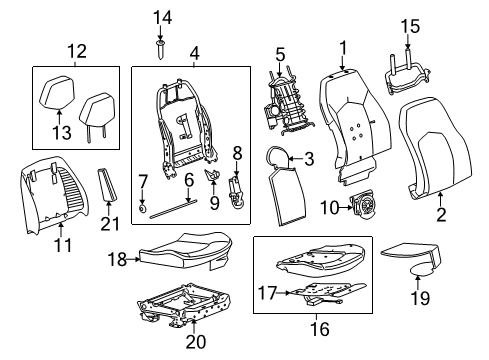 2011 Cadillac CTS Passenger Seat Components Lumbar Support Diagram for 25939270