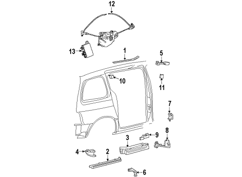 2000 Ford Windstar Door Hardware Roller Assembly Diagram for XF2Z-1625028-AA