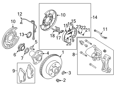 2008 Nissan 350Z Anti-Lock Brakes Sensor Assembly-Anti SKID, Front RH Diagram for 47910-AL50A
