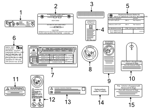 2019 BMW X1 Information Labels Label "Bar Code" Diagram for 71212122695