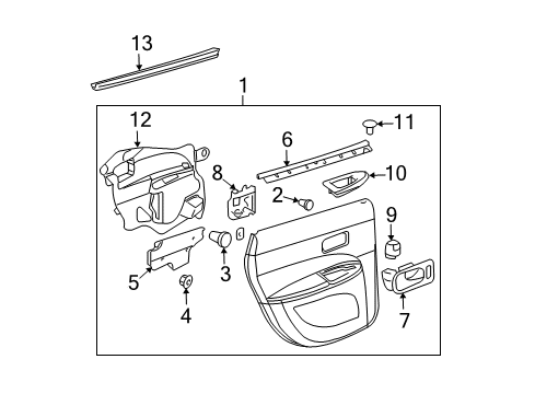 2007 Buick LaCrosse Rear Door Rear Side Door Window Regulator Assembly Diagram for 25980397