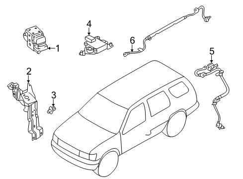 1999 Infiniti QX4 ABS Components Actuator Assy-Anti Skid Diagram for 47660-2W500