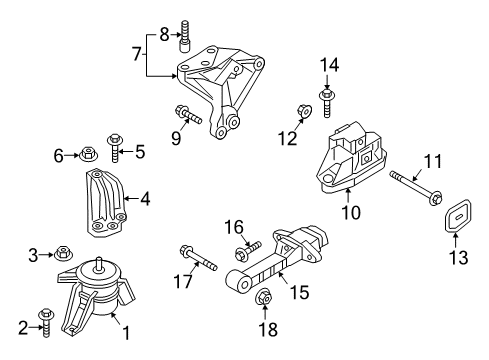 2017 Hyundai Tucson Engine & Trans Mounting Engine Mounting Support Bracket Diagram for 21825-D3100