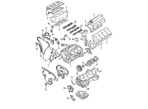 2004 Nissan 350Z Engine Parts, Mounts, Cylinder Head & Valves, Camshaft & Timing, Oil Pan, Oil Pump, Crankshaft & Bearings, Pistons, Rings & Bearings Upper Engine Oil Pan Diagram for 11110-AC70A