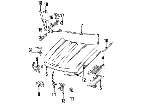 1992 Chevrolet Lumina Hood & Components Support Asm-Hood Strut Diagram for 10242837