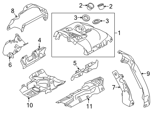 2018 BMW M550i xDrive Turbocharger Heat Shield, Turbocharger, Top Diagram for 11658600298