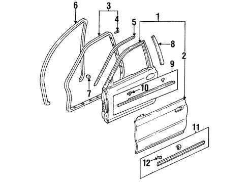 1997 Honda Accord Front Door & Components, Exterior Trim Clip, Door Weatherstrip (B) Diagram for 91588-SV4-004