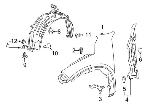 2022 Honda HR-V Fender & Components STAY, R. FR. FENDER Diagram for 60215-T7W-A10ZZ