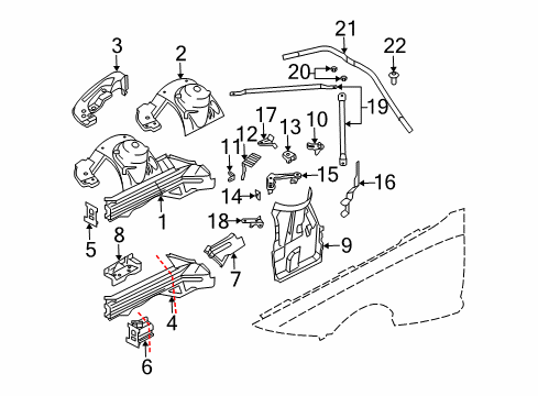 2003 BMW Z4 Structural Components & Rails Wheel Arch, Front Right Diagram for 41117171464