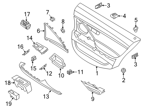 2016 BMW M6 Gran Coupe Interior Trim - Rear Door Inside Left Door Handle Diagram for 51417401667