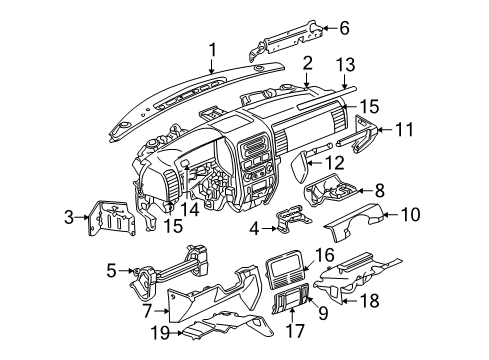 2000 Jeep Grand Cherokee Instrument Panel Pad-Instrument Panel Diagram for 5GZ101L8AA