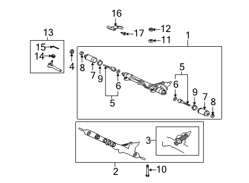 2003 Lexus LX470 Steering Column & Wheel, Steering Gear & Linkage Gear Assembly Gasket Set Diagram for 04445-60050