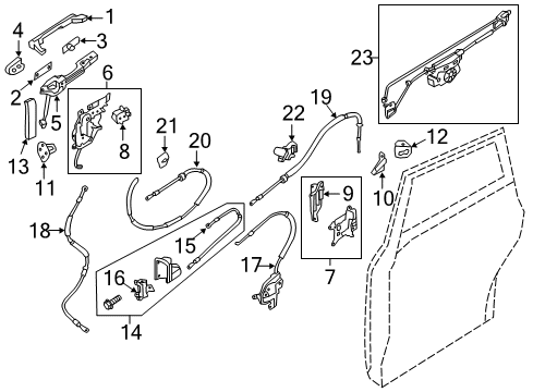 2013 Nissan Quest Sliding Door Slide Door Lock Actuator, Left Diagram for 97941-1JA0A