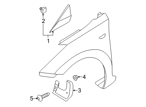 2013 Hyundai Elantra Coupe Exterior Trim - Fender Front Wheel Mud Guard Assembly, Right Diagram for 86832-3X000