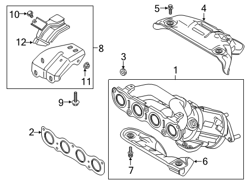 2021 Hyundai Accent Exhaust Manifold Heat Protector Diagram for 49548-M6000
