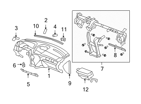 2009 Acura MDX Cluster & Switches, Instrument Panel Lid Assembly, Driver Side Instrument (Graphite Black) Diagram for 77216-STX-A01ZA