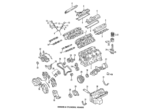 1996 Infiniti J30 Engine Parts, Mounts, Cylinder Head & Valves, Camshaft & Timing, Oil Pan, Oil Pump, Crankshaft & Bearings, Pistons, Rings & Bearings Gasket-Front Cover, R Diagram for 13520-16V00