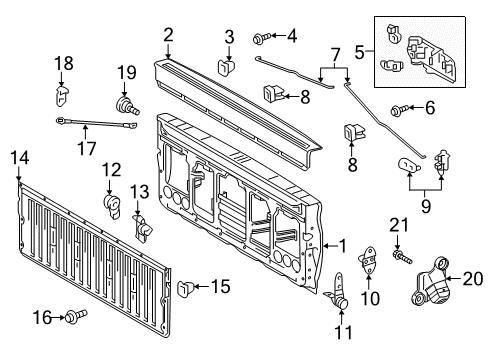 2016 Toyota Tacoma Tail Gate Hinge Diagram for 66110-04030