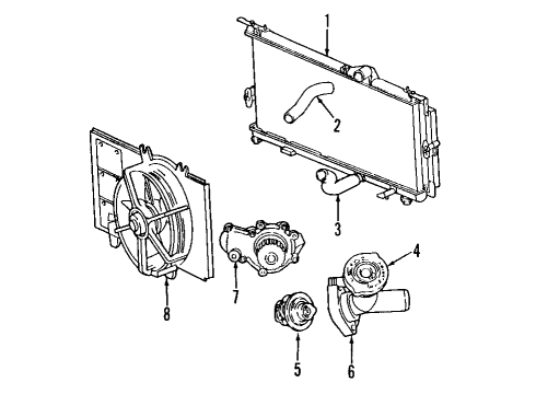 2005 Chrysler PT Cruiser Cooling System, Radiator, Water Pump, Cooling Fan Fan-Radiator Cooling Diagram for 5017407AB