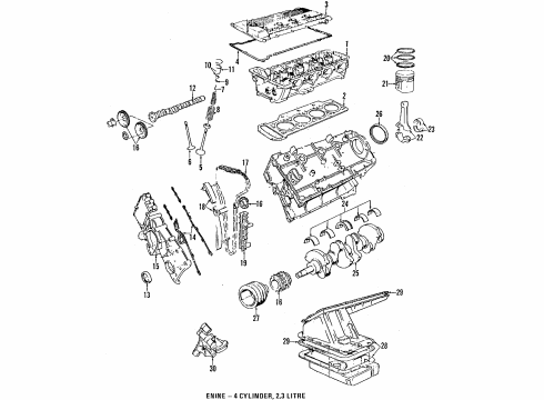 1989 BMW M3 Engine Parts, Mounts, Cylinder Head & Valves, Camshaft & Timing, Oil Pan, Oil Pump, Crankshaft & Bearings, Pistons, Rings & Bearings Cylinder Head Gasket Asbestos-Free Diagram for 11121316714