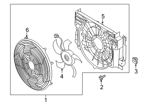 2000 BMW X5 A/C Condenser Fan Protecting Grille Diagram for 64546906107