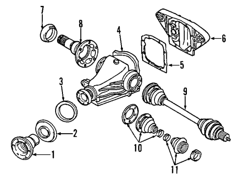 2007 BMW Z4 Rear Axle, Axle Shafts & Joints, Differential, Drive Axles, Propeller Shaft Drive Flange, Output, Right Diagram for 33137840564
