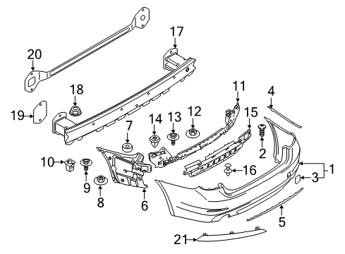 2020 BMW 530e Rear Bumper Rear Reflector, Rear Right Diagram for 63147388766