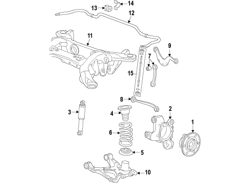 2017 Buick Enclave Rear Suspension, Lower Control Arm, Upper Control Arm, Stabilizer Bar, Suspension Components Rear Shock Absorber Assembly Diagram for 23147604