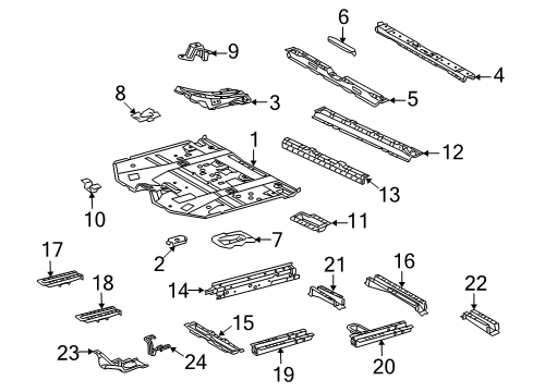 2012 Lexus RX450h Pillars, Rocker & Floor - Floor & Rails Member, Rear Floor Cross, NO.3 Diagram for 57654-48030