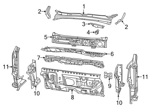 2020 Jeep Renegade Cowl Push Pin Diagram for 68326785AA