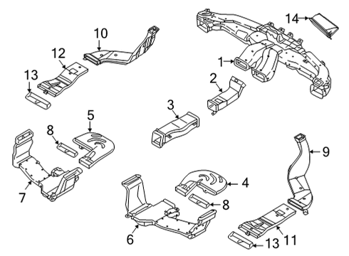 2021 Genesis G90 Ducts Connector Assembly-Heater To Air V Diagram for 97470-D2AA0