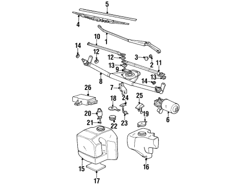1998 BMW 318ti Wiper & Washer Components Valve For Windshield Cleaning Diagram for 61661389040