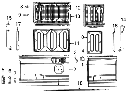 2020 Ram 1500 Tail Gate STOP/BMPR-TAILGATE Diagram for 68398976AC