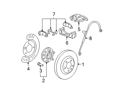 2009 Cadillac DTS Front Brakes Hose Asm, Front Brake Diagram for 19366673