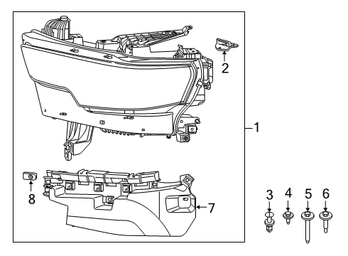 2019 Ram 1500 Headlamps Bracket-Headlamp Diagram for 68275354AC