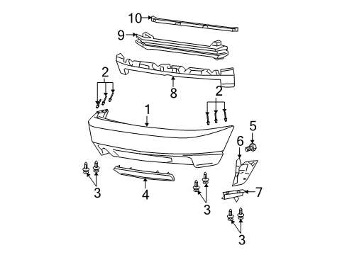 2003 Ford Focus Rear Bumper Reinforcement Diagram for 1S4Z-17C945-AA