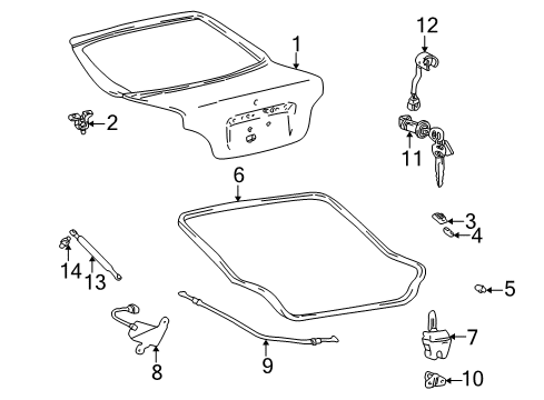 2003 Hyundai Accent Gate & Hardware Tail Gate Lock Actuator Assembly Diagram for 95750-25020