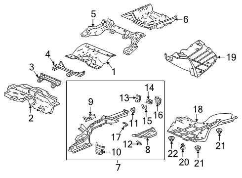 2020 Honda Accord Rear Body - Floor & Rails Bracket, L. RR. Bumper Beam (Lower) Diagram for 65679-TVA-A00ZZ