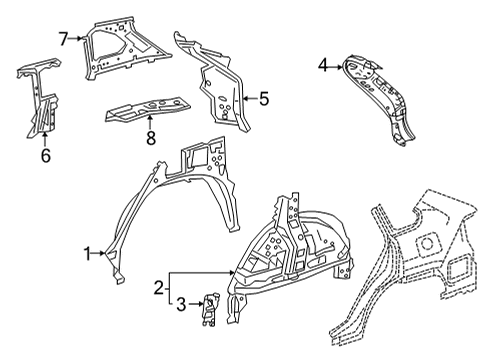 2022 Toyota Corolla Cross Inner Structure - Quarter Panel Extension Panel Diagram for 61034-0A060