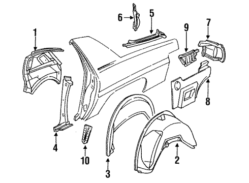 1994 Buick Roadmaster Inner Structure - Quarter Panel Extension Asm, Rear End Panel Outer Diagram for 12517069