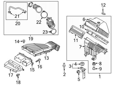 2022 Kia Sportage Air Intake Air Cleaner Assembly Diagram for 28110D3550