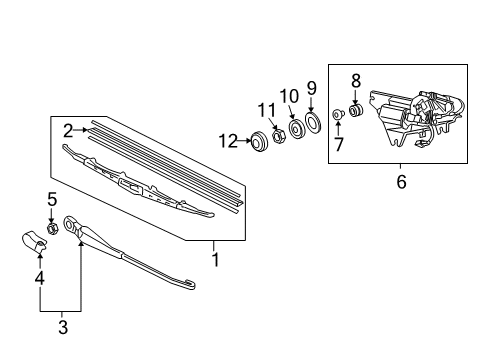 2008 Honda Odyssey Lift Gate - Wiper & Washer Components Cover, Arm Diagram for 76721-SHJ-A01