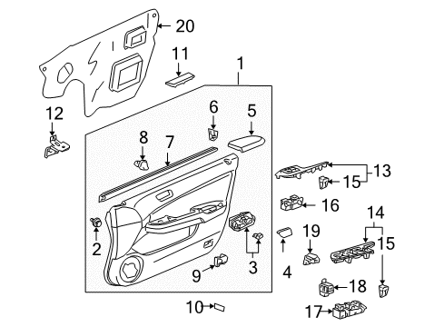 2005 Honda Accord Mirrors Handle Assembly, Right Front Door Inside (Taupe) Diagram for 72120-SDA-A02ZD