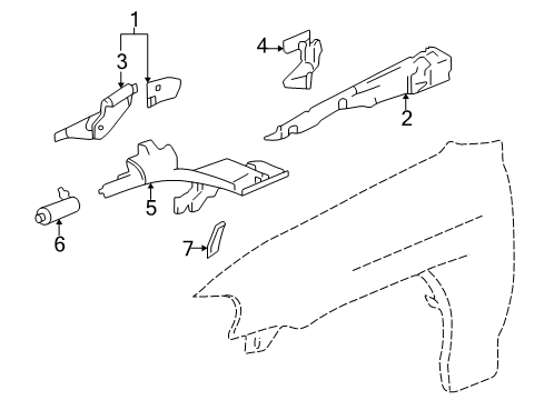 2005 Honda Insight Structural Components & Rails Wheelhouse, L. FR. Diagram for 60711-S3Y-300ZZ