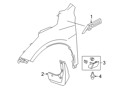 2019 Acura RDX Exterior Trim - Fender Splash Guard, Front R Diagram for 75800-TJB-C01