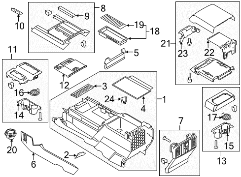 2017 Ford F-150 Front Console Front Panel Diagram for JL3Z-15045A76-EA
