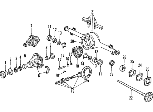 1994 Toyota Previa Rear Axle, Differential, Propeller Shaft Slip Yoke Diagram for 37315-35040