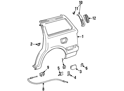 1997 Toyota Land Cruiser Fuel Door Release Cable Diagram for 77035-60020