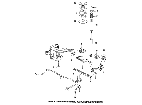 1993 BMW 318i Rear Suspension Components, Lower Control Arm, Upper Control Arm, Stabilizer Bar, Shocks & Components Stabilizer Rubber Mounting Diagram for 33551136491